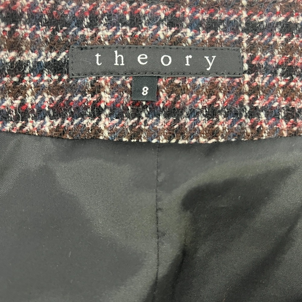 Theory Mylana‎ Tweed Jacket Sz 8 Fringe Trim Blazer Classic Preppy Quiet Luxury - Picture 11 of 13